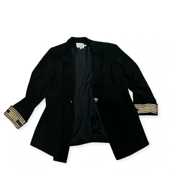 Louise Ricci jeweled black one button blazer plus size gold embroidery - Picture 2 of 11